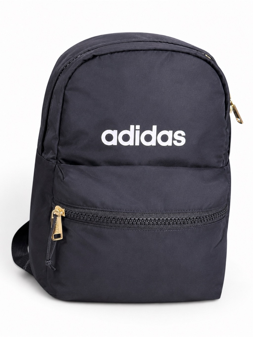 adidas mini Black Backpack with White Logo and Gold Zippers
